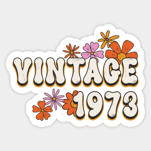 50th Birthday Vintage 1973 Womens Retro Groovy Style Sticker